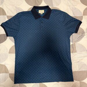 Gucci Men's Vintage Authentic Monogram Navy/Blue Polo Shirt EUR Size 4XL